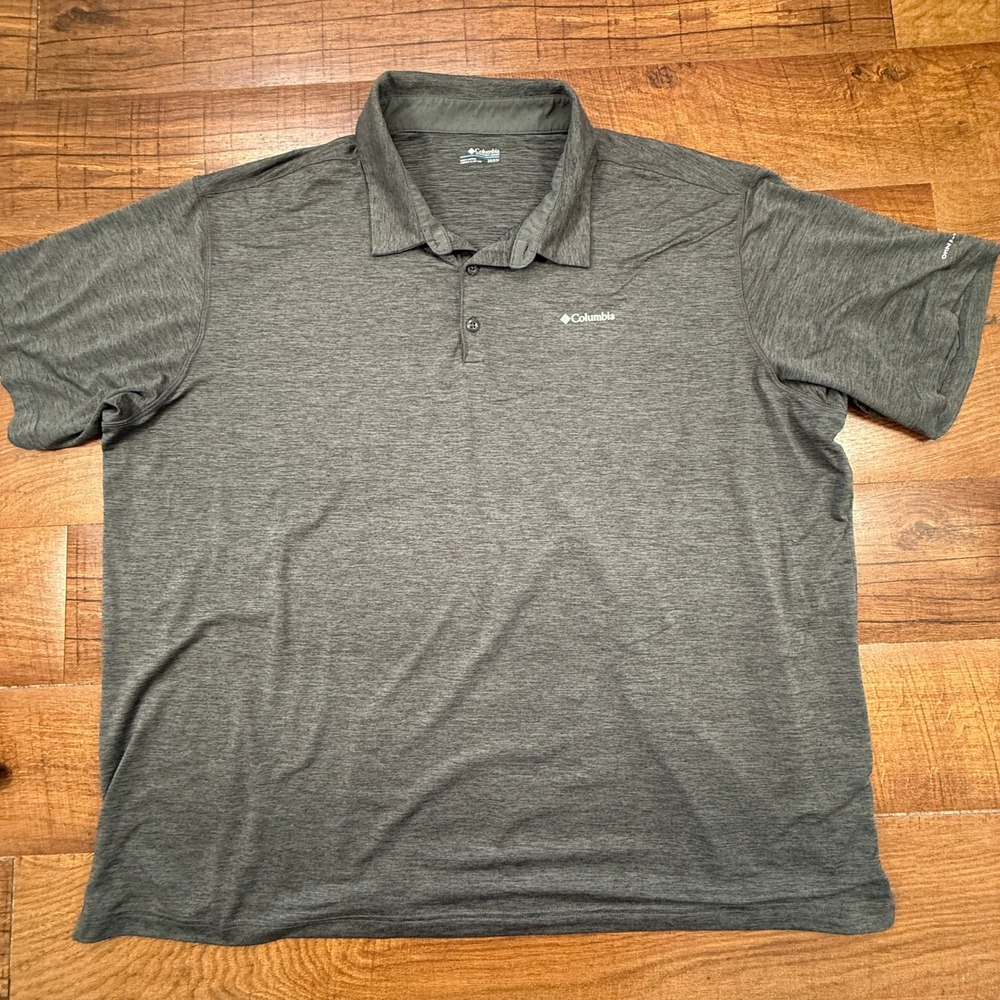 Columbia Polo Shirt Men 3X Grey Heathered Omni-Wick Short Sleeve Activewear